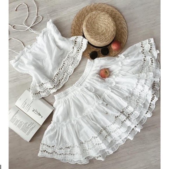 Seven Wonders Alannah Short Cotton Skirt White Lined Size US 4 fits like XS NWT - Picture 7 of 15